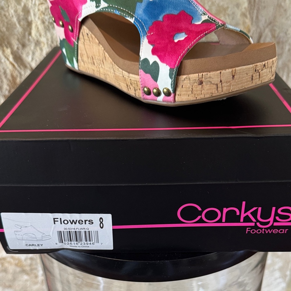 Corkys Carly Colorful “Flowers” Wedge Sandals - Picture 4 of 7
